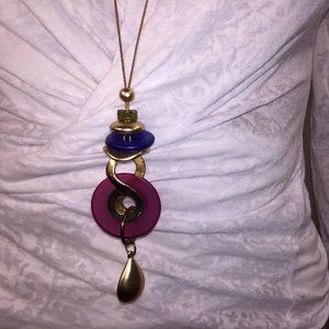 Burgundy, Navy,  and Gold Pendant